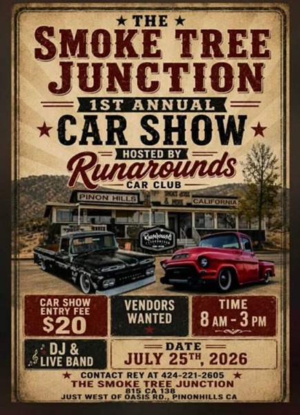 Smoke Tree Junction Car Show flyer July 2026